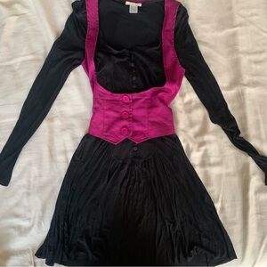 100% rayon 90s black dress with long sleeves